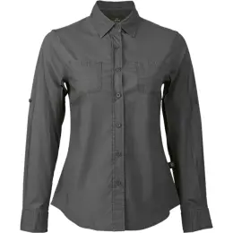 Ladies Heritage Stretch Long Sleeve Shirt Charcoal Front